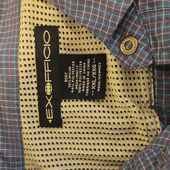 Exofficio Men's Navy Plaid Button Down Shirt XXL - Picture 2 of 7